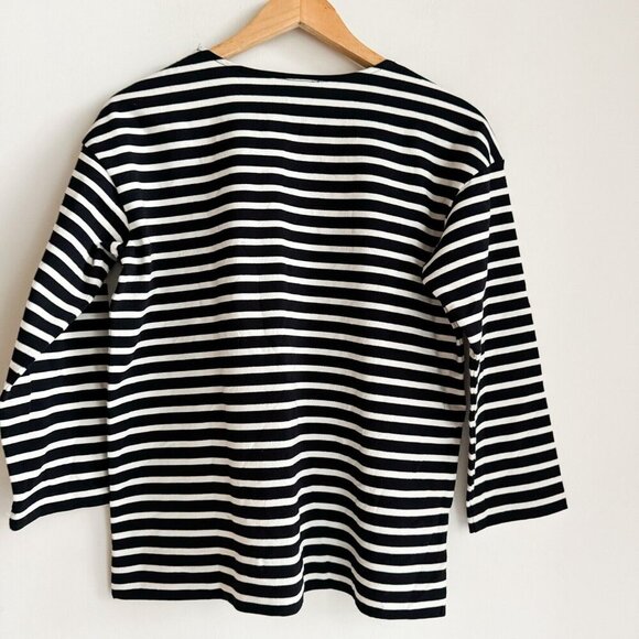 Everlane Black & White Breton Stripe Top S - Picture 3 of 5